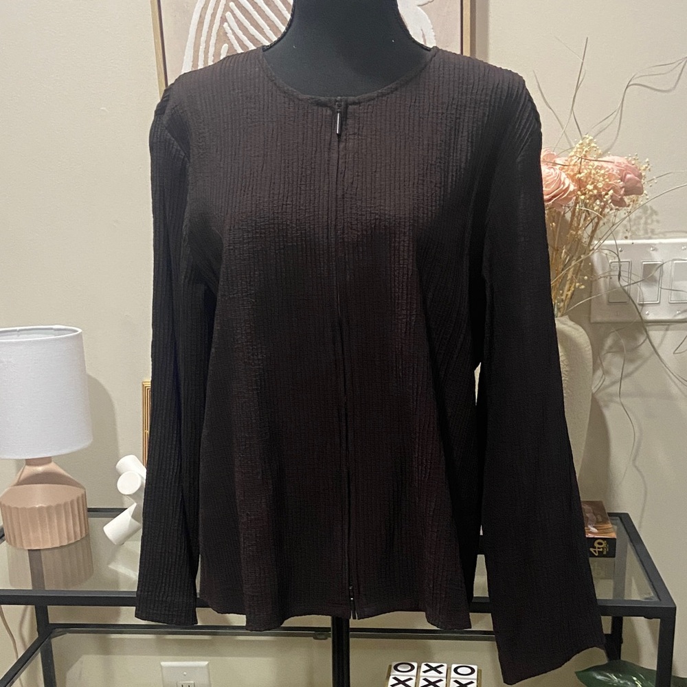 Eileen Fisher Dark Brown Button Down Shirt